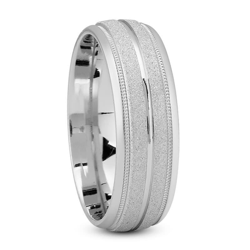 Mens 14KT White Gold Platinum Traditional Wedding Band M553