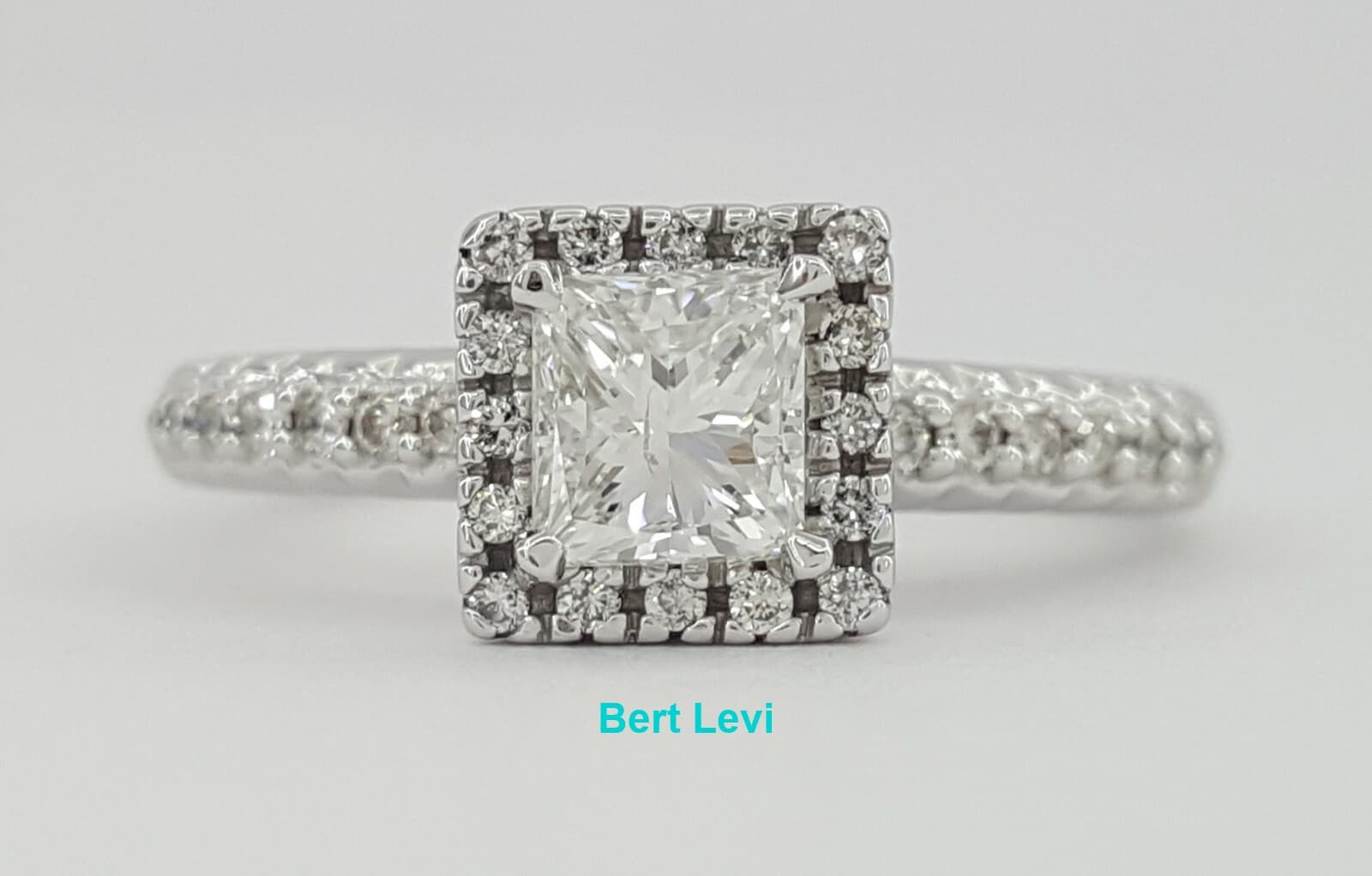 Princess Cut Diamond Halo Engagement Ring 0.95 ct 14K White Gold GIA F/SI2 Rtl5K