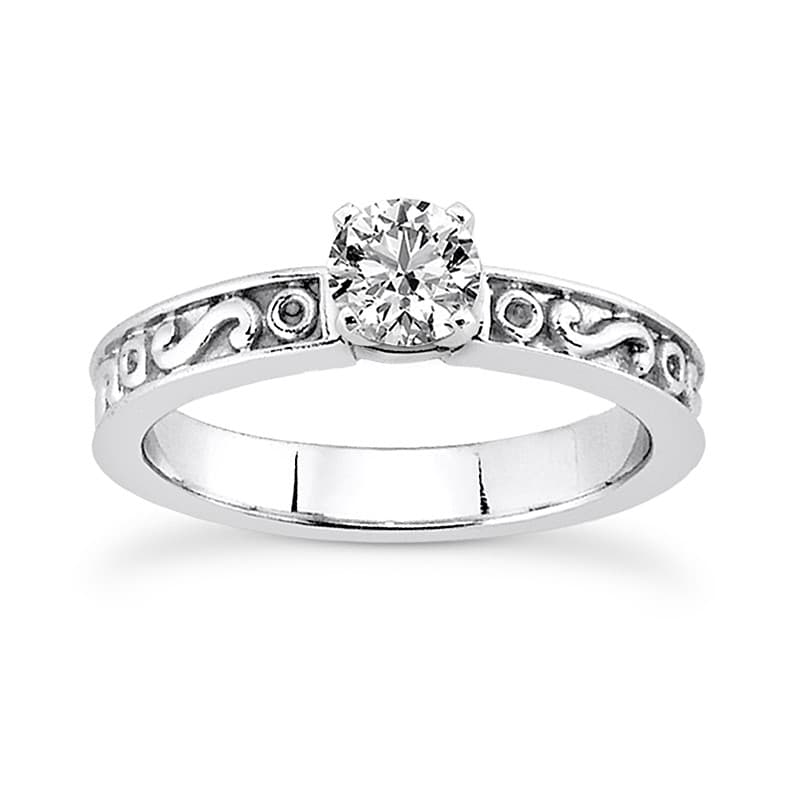 Ladies 14KT White Gold Platinum Solitaire Engagement Set ENS3559-A