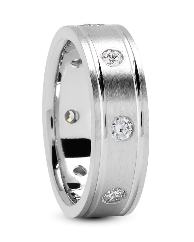 Ladies 14KT White Gold Platinum Traditional Wedding Band DB1011-7-RD