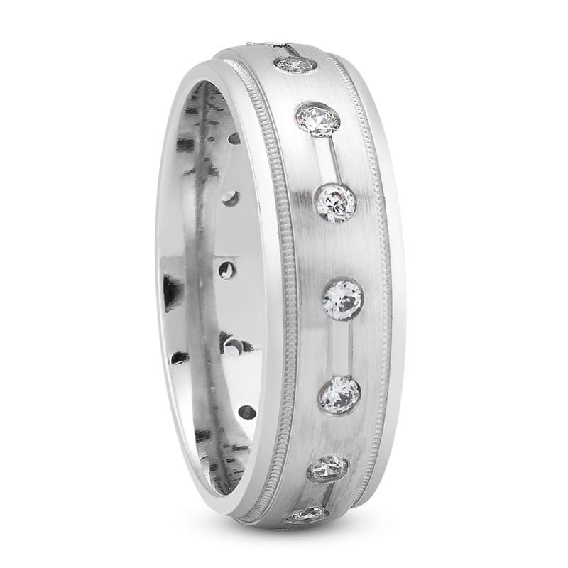 Ladies 14KT White Gold Platinum Traditional Wedding Band DB1067-7-RD