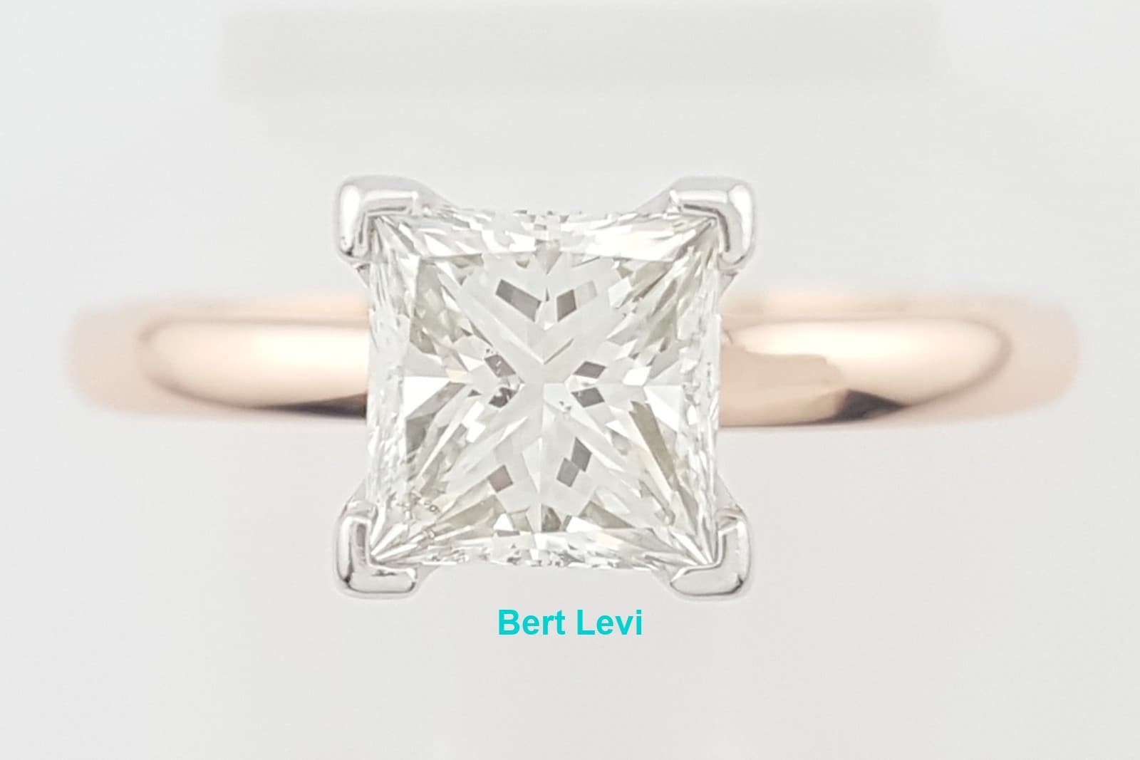 Princess Cut Diamond Solitaire Engagement Ring 1.02 ct 14K Rose & White Gold