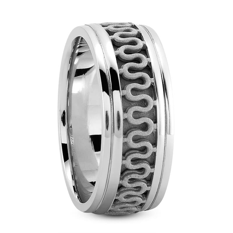 Ladies 14KT White Gold Platinum Traditional Wedding Band HM265