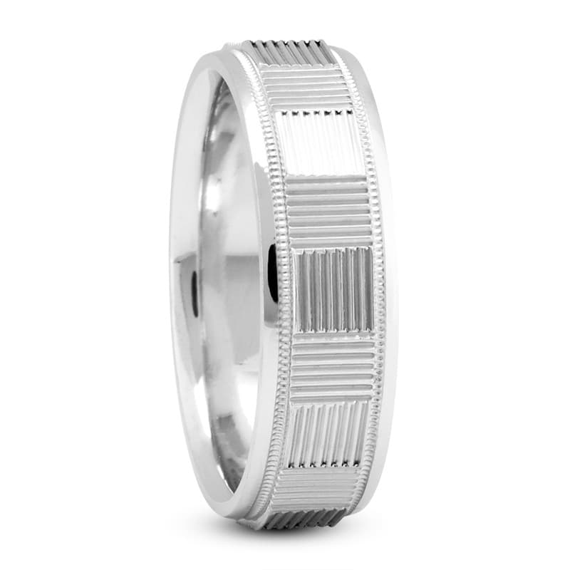 Mens 14KT White Gold Platinum Traditional Wedding Band m1148