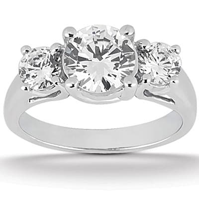 Ladies White Gold Platinum Round Diamond Three Stones Engagement Set ENS866-A
