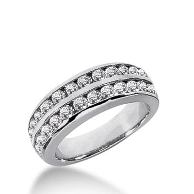 Ladies 14KT White Gold Platinum Round Diamond Wedding Band WB2422