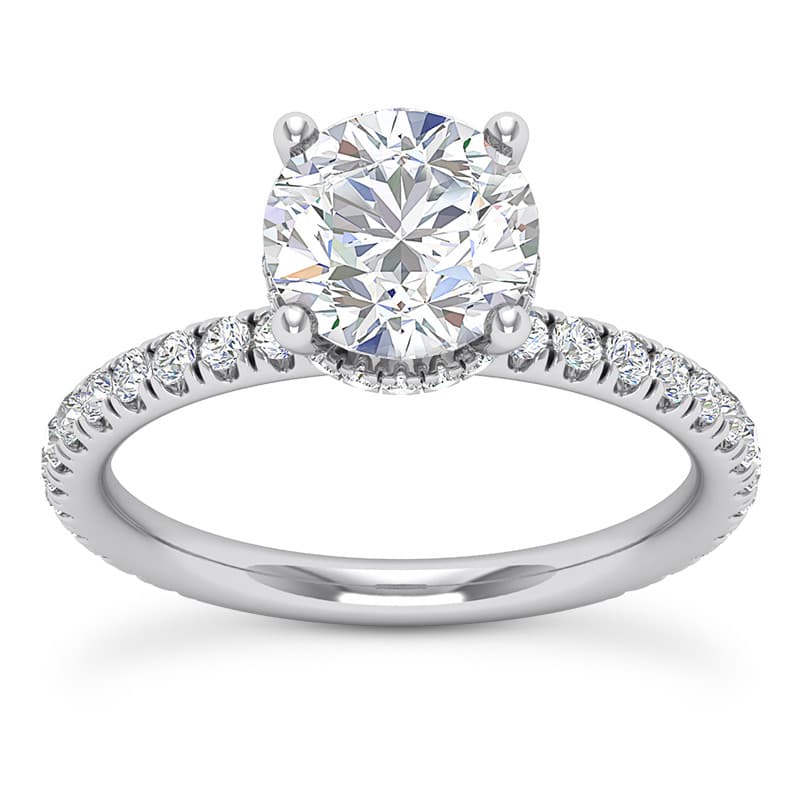 Ladies 14KT White Gold Platinum Round Diamond Halo Engagement Ring ENR9853-1