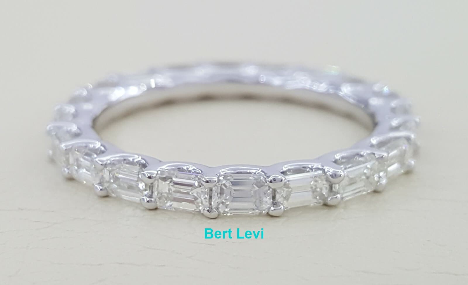 Emerald Cut Diamond Full Circle Eternity Wedding Anniv Ring 2.4 mm 14K Gold 2 ct