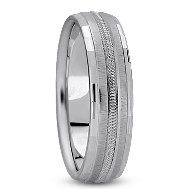 Mens 14KT White Gold Platinum Traditional Wedding Band M1163