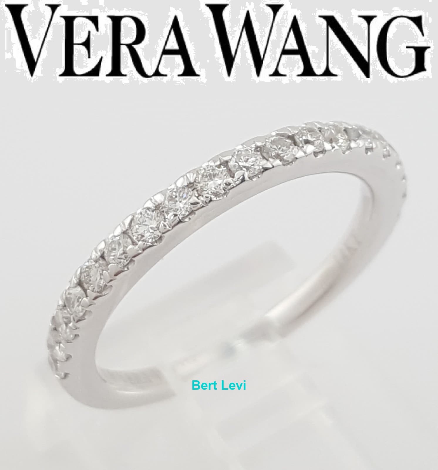 Vera Wang Half Circle Round Diamond Wedding Band 0.33ct 14k White Gold 2 mm 2 Gr