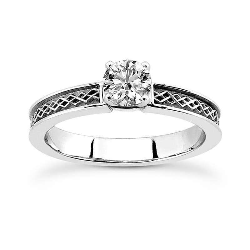 Ladies 14KT White Gold Platinum Solitaire Engagement Set ENS3624-A