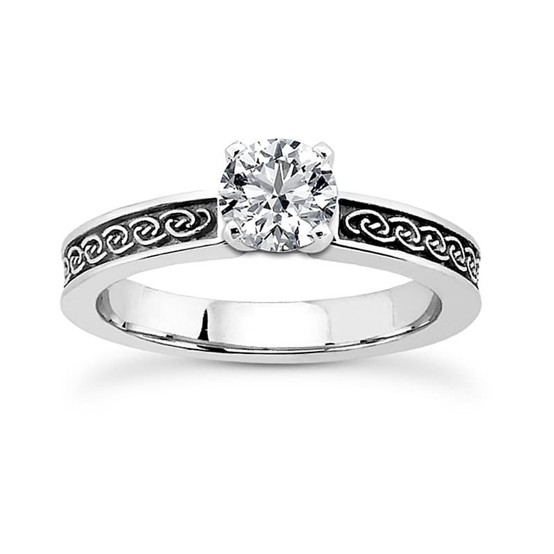 Ladies 14KT White Gold Platinum Solitaire Engagement Set ENS3622-A