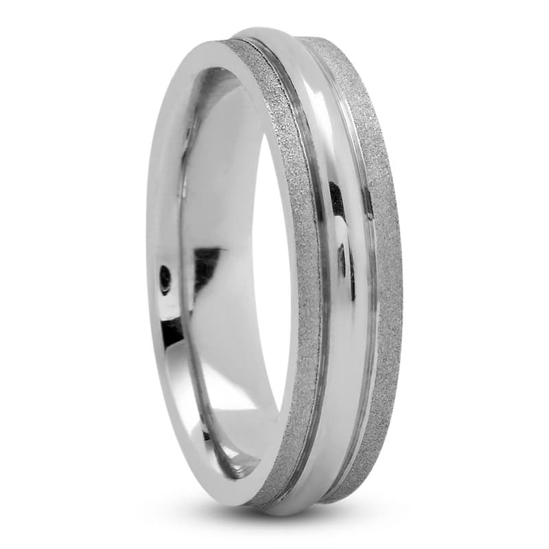 Mens 14KT White Gold Platinum Traditional Wedding Band M207