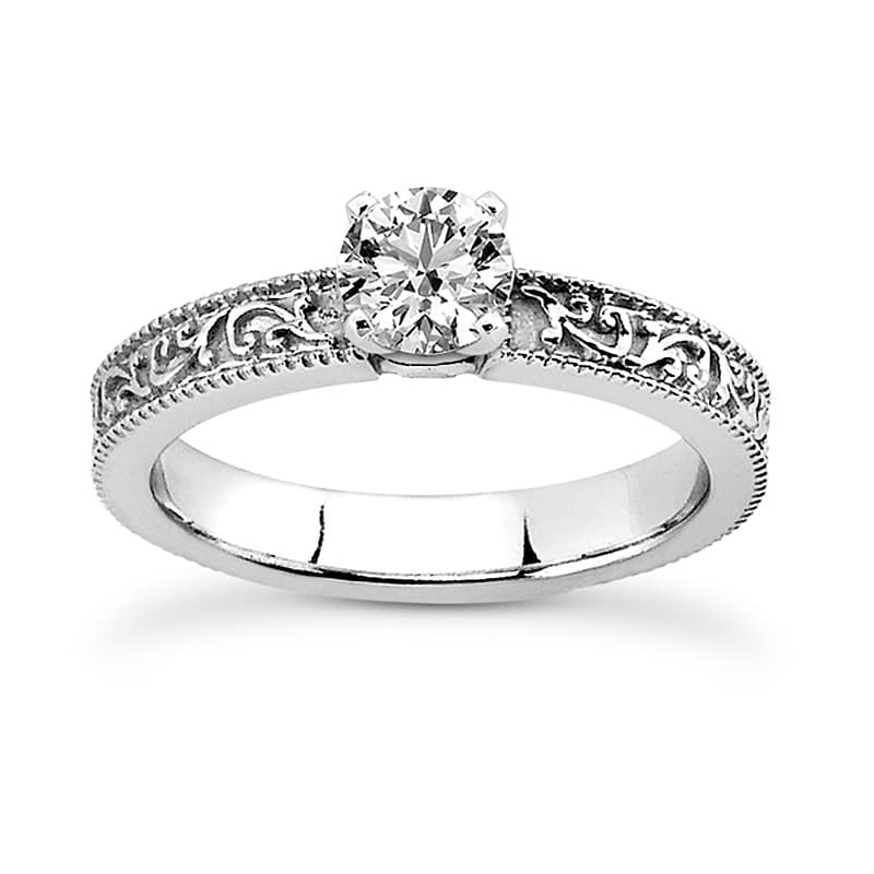Ladies 14KT White Gold Platinum Solitaire Engagement Set ENS3567-A