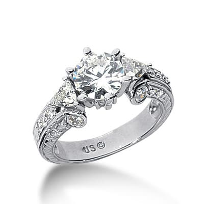 Ladies 14KT White Gold Platinum Fancy Engagement Ring ENR3058