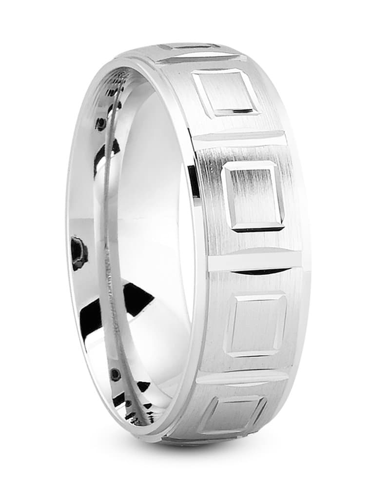 Mens 14KT White Gold Platinum Traditional Wedding Band M1027