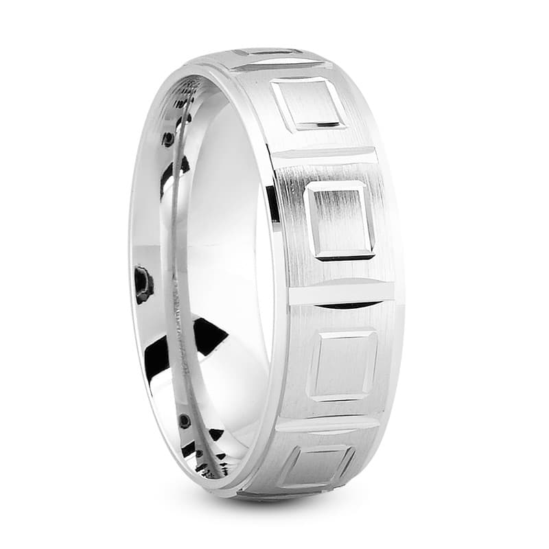 Mens 14KT White Gold Platinum Traditional Wedding Band M1027