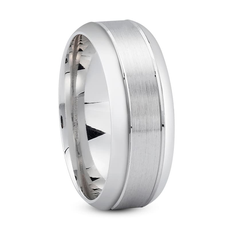 Ladies 14KT White Gold Platinum Traditional Wedding Band LWM323