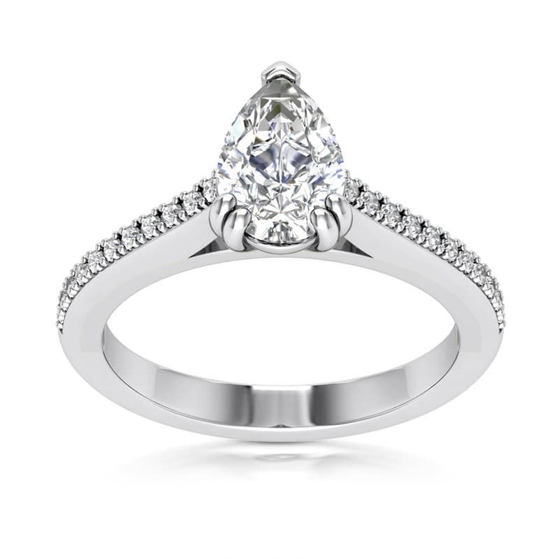 Ladies 14KT White Gold Platinum Fancy Engagement Ring ENR9497-10X7