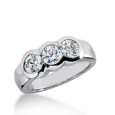 Ladies 14KT White Gold Platinum Round Diamond Wedding Band WB1107