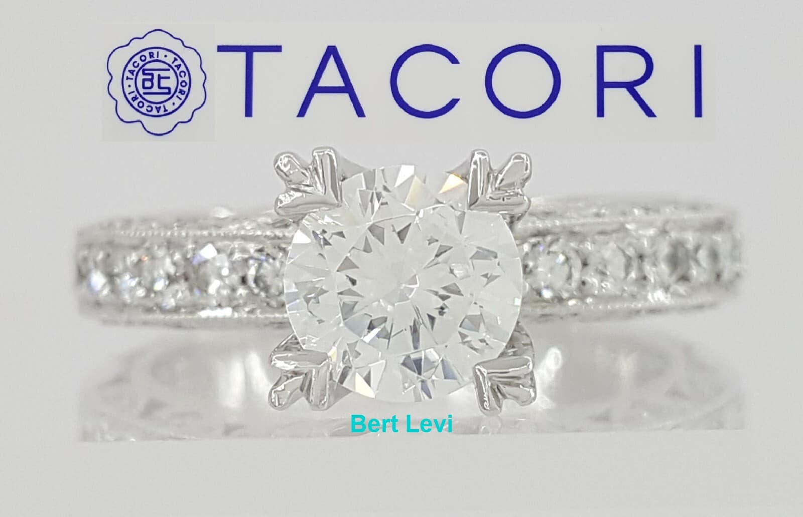 0.4 ct TACORI Crescent Platinum Semi-Mount Diamond Engagement Ring Retail $6,300