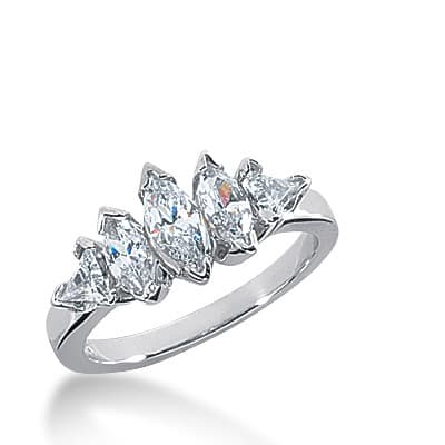 Ladies 14KT White Gold Platinum Diamond Wedding Band WB1069