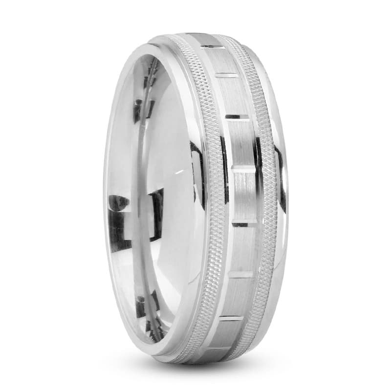 Mens 14KT White Gold Platinum Traditional Wedding Band M536