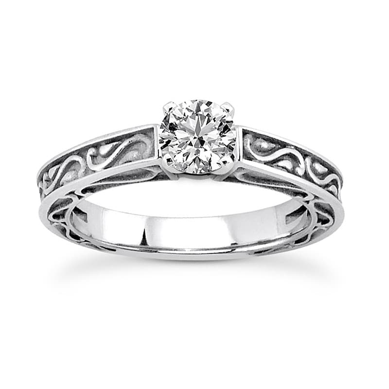 Ladies 14KT White Gold Platinum Solitaire Engagement Set ENS3590-A