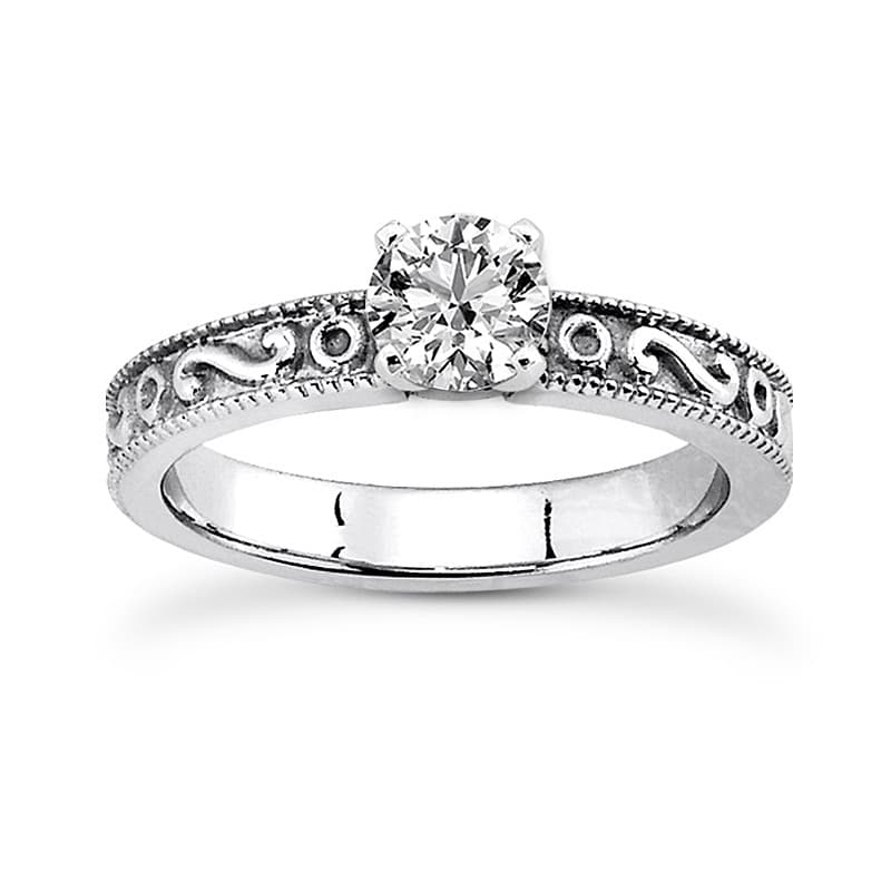 Ladies 14KT White Gold Platinum Solitaire Engagement Set ENS3560-A