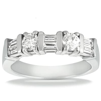 Ladies 14KT White Gold Platinum Diamond Wedding Band WB2247