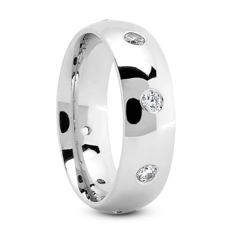 Ladies 14KT White Gold Platinum Traditional Wedding Band DB1324
