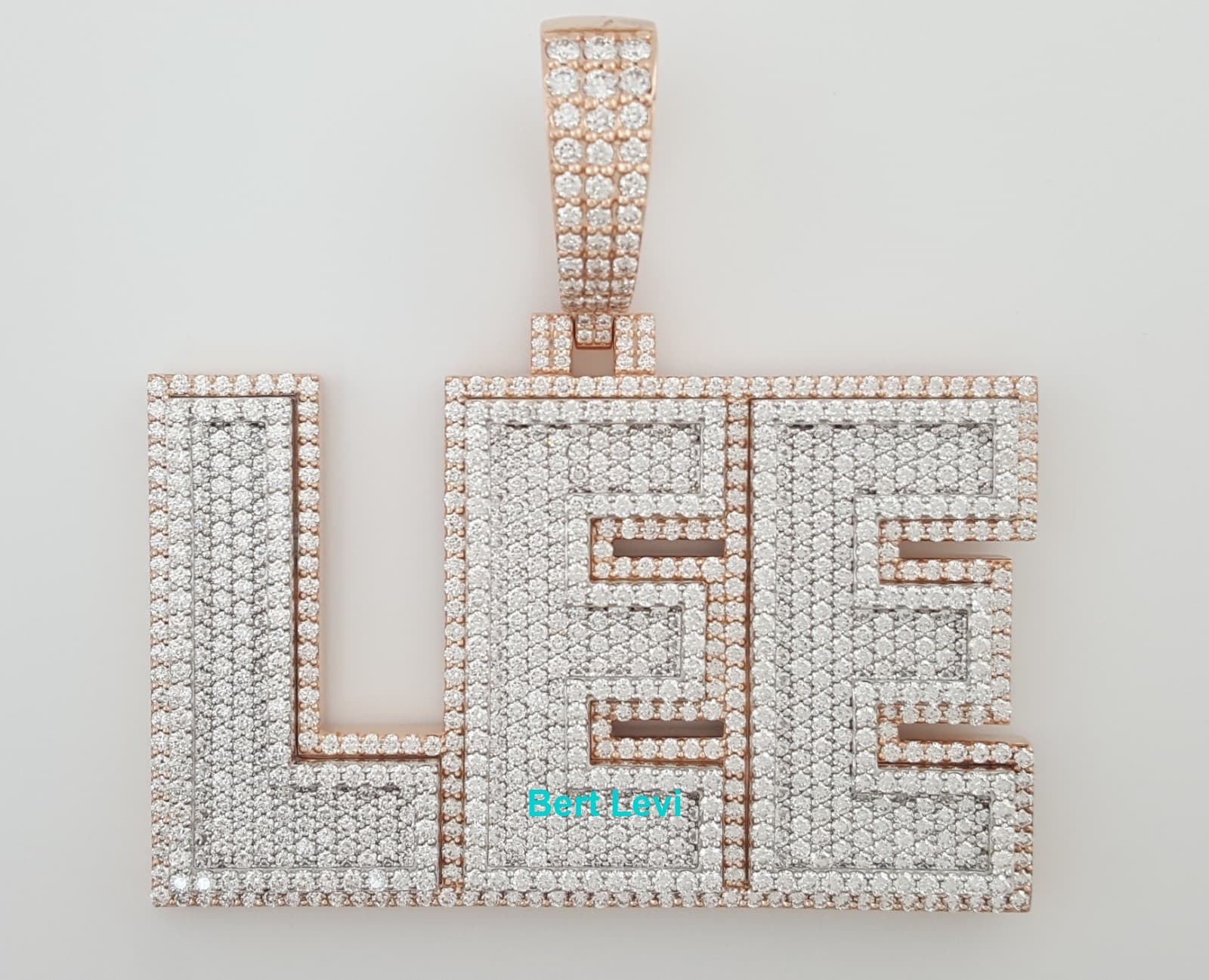 Diamond Lee Pendant 14.89 ct 75 Grams 2.65" 10k Rose & White Gold