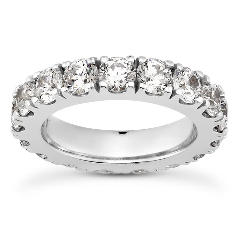 Ladies 14KT White Gold Platinum Round Diamond Eternity Wedding Band EWB511-10-4