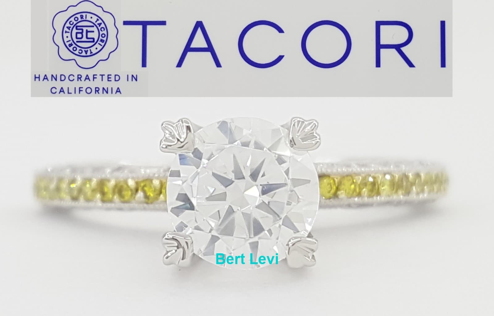 Tacori Yellow Diamond Semi-Mount Engagement Ring 0.5 ct CZ Plat & 18k Rt $6,950