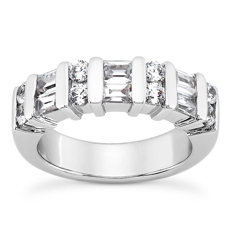 Ladies 14KT White Gold Platinum Diamond Wedding Band WB1927