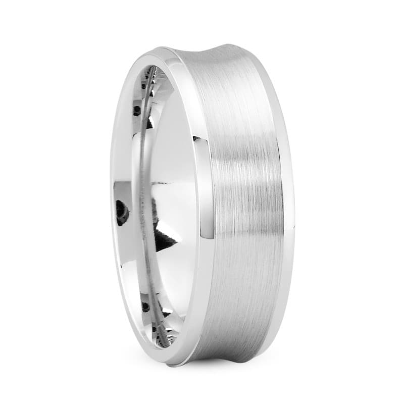 Mens 14KT White Gold Platinum Traditional Wedding Band M372
