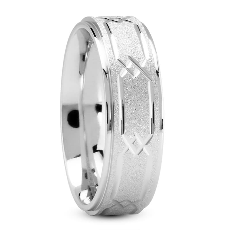 Mens 14KT White Gold Platinum Traditional Wedding Band M236