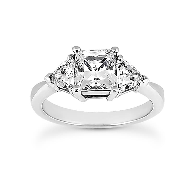 Ladies 14KT White Gold Platinum Three Stones Engagement Set ENS1376-A