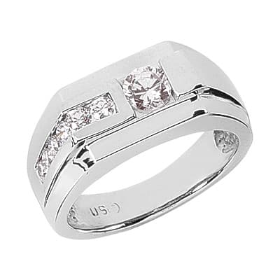 Mens 14KT White Gold Platinum Wedding Band MR1074