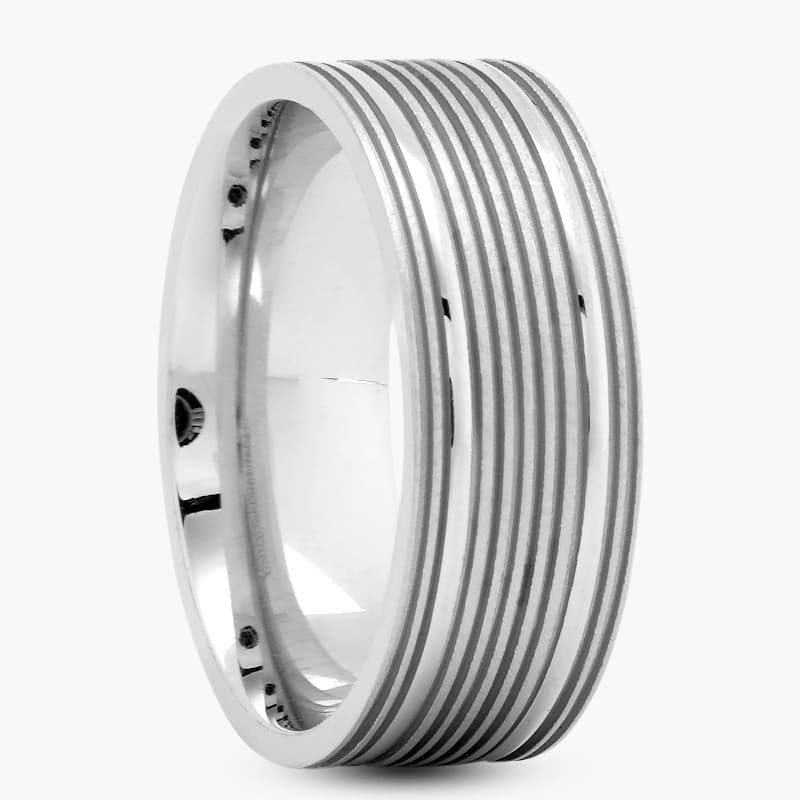 Mens 14KT White Gold Platinum Traditional Wedding Band M180