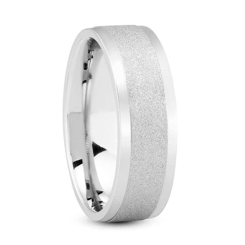 Mens 14KT White Gold Platinum Traditional Wedding Band M494