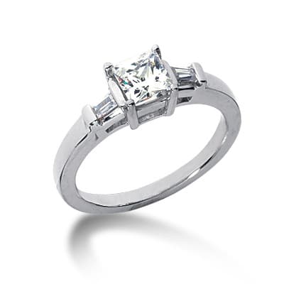 Ladies 14KT White Gold Platinum Three Stones Engagement Ring ENR6393