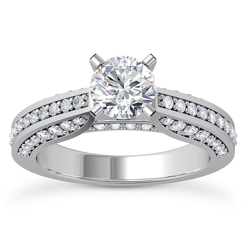 Ladies 14KT White Gold Platinum Antique Engagement Set ENS1713-A