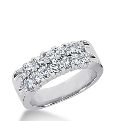 Ladies 14KT White Gold Platinum Round Diamond Wedding Band WB2290
