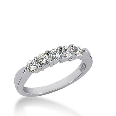Ladies 14KT White Gold Platinum Round Diamond Wedding Band WB2442