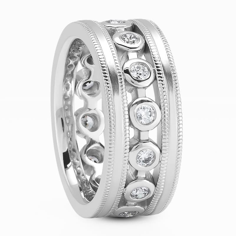 Ladies 14KT White Gold Platinum Traditional Wedding Band DB1228-8-RD