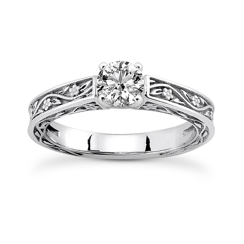 Ladies 14KT White Gold Platinum Solitaire Engagement Set ENS3548-A