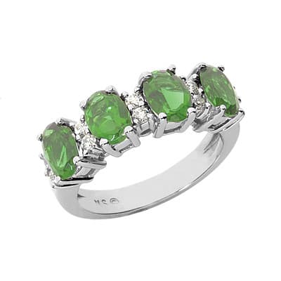 Ladies 14KT White Gold Platinum Color Stone Ring CSR1056