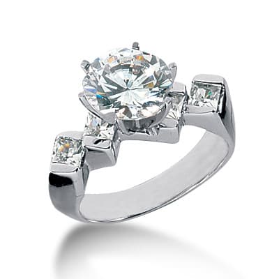 Ladies 14KT White Gold Platinum Fancy Engagement Ring ENR1000