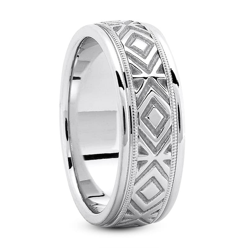 Ladies 14KT White Gold Platinum Traditional Wedding Band HM338